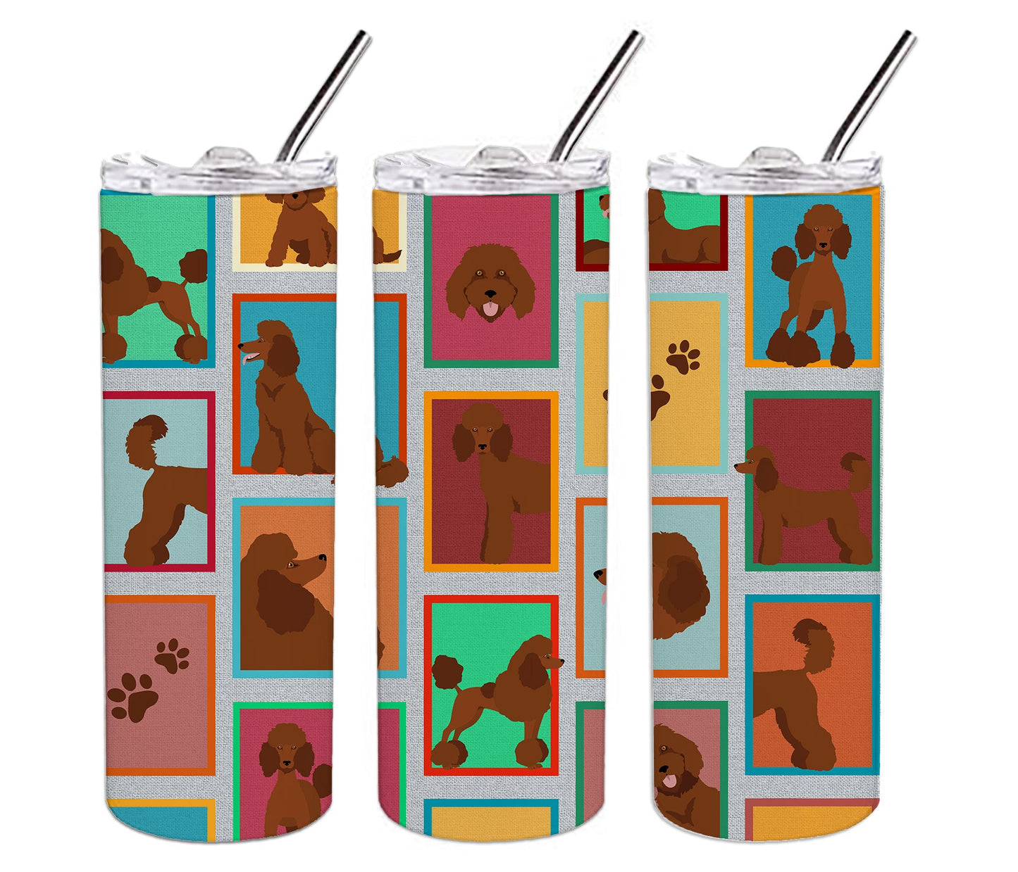 Lots of Chocolate Standard Poodle Stainless Steel Skinny Tumbler Vacuum Double Walled Reusable Insulated Tumbler Travel Cup for Coffee Cocktails Gift with Lid, 20 oz - Renee Lane Company