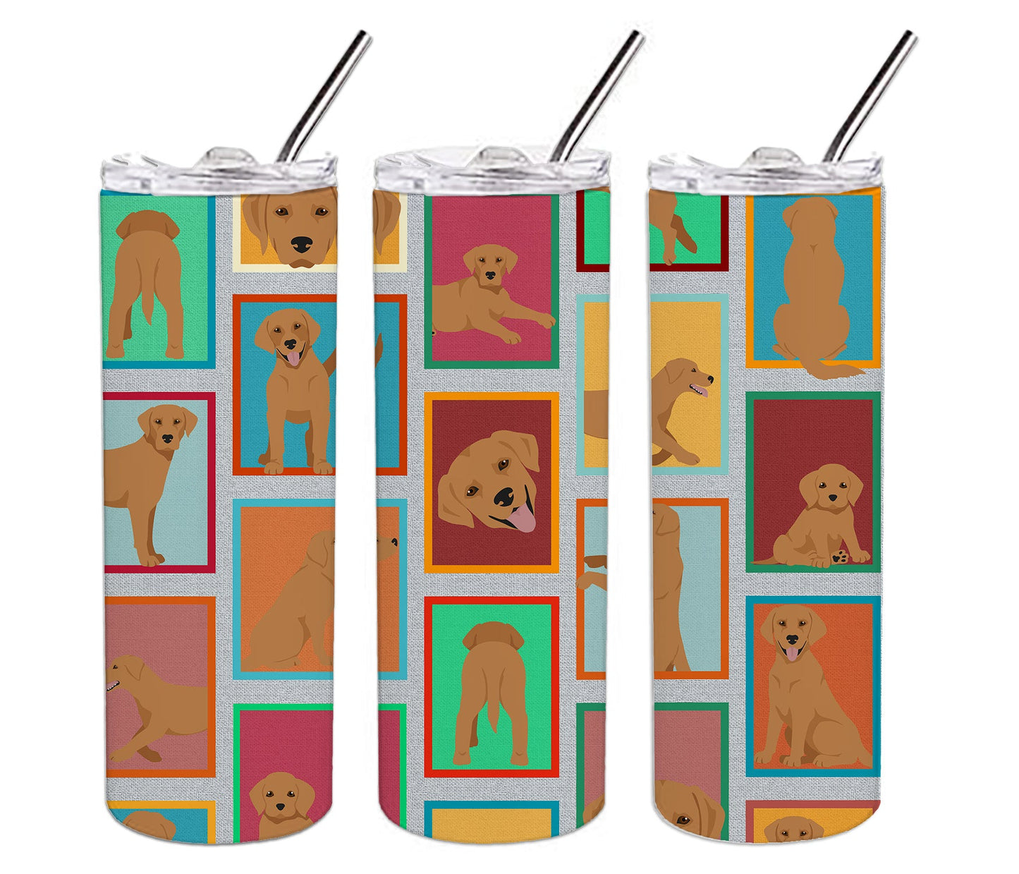 Lots of Red Fox Labrador Retriever Stainless Steel Skinny Tumbler Vacuum Double Walled Reusable Insulated Tumbler Travel Cup for Coffee Cocktails Gift with Lid, 20 oz - Renee Lane Company