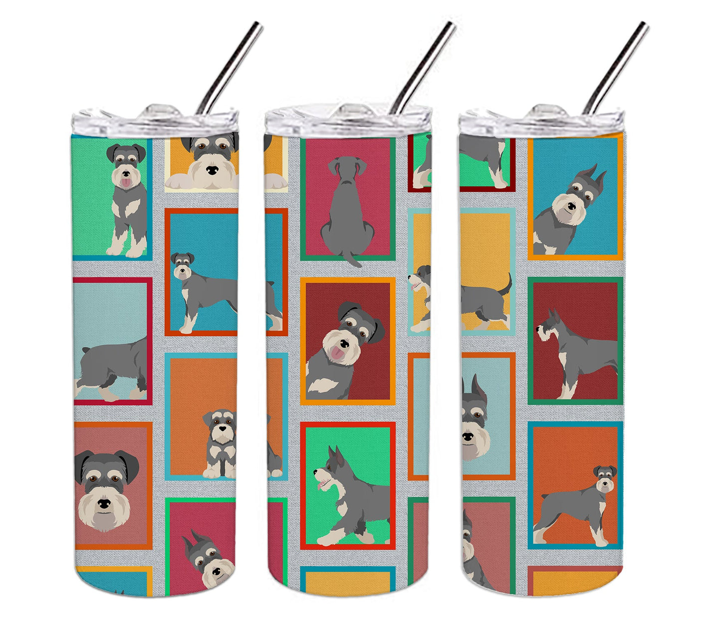 Lots of Schnauzer Stainless Steel Skinny Tumbler Vacuum Double Walled Reusable Insulated Tumbler Travel Cup for Coffee Cocktails Gift with Lid, 20 oz - Renee Lane Company