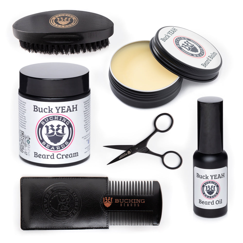 Men’s Grooming Essentials Bundle – Beard Balm, Cream, Oil & Grooming Kit (Gluten-Free, Vegan) - Renee Lane Company