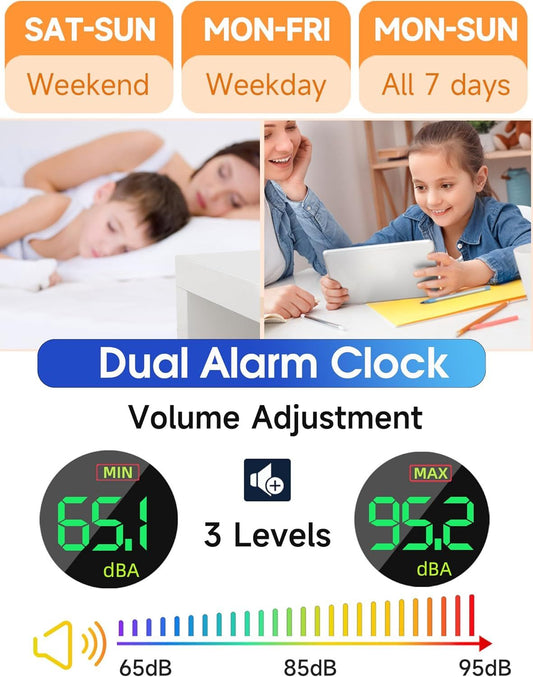 Modern Curved Cute Digital Alarm Clock,Colorful Led Display,Adjustable Volume,Weekday/Weekend Mode,Simple Clock for Bedrooms Bedside,Ok to Wake Up for Girls,Kids,Teens (Pink+Dynamic) - Renee Lane Company