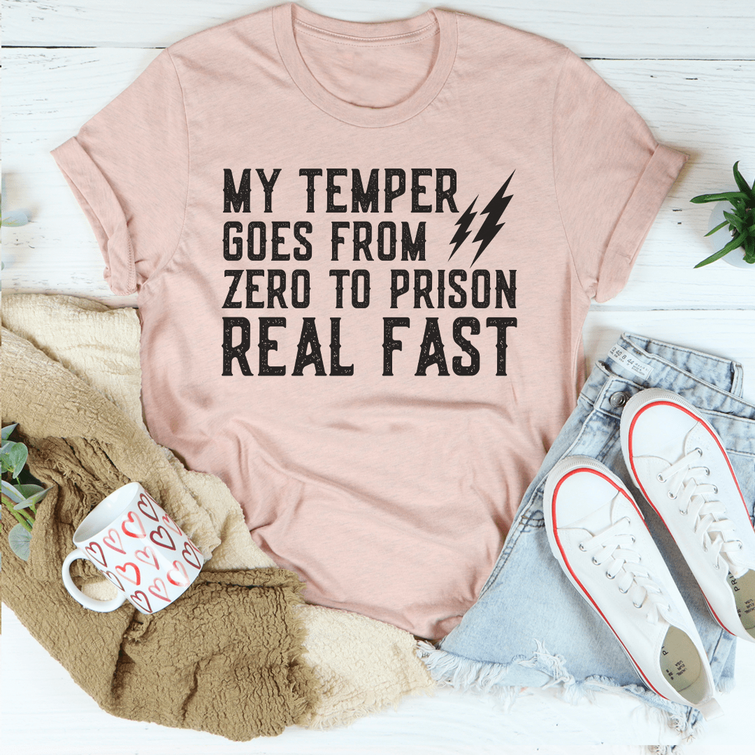 Blush pink graphic crew-neck T-shirt with short sleeves and black slogan front print