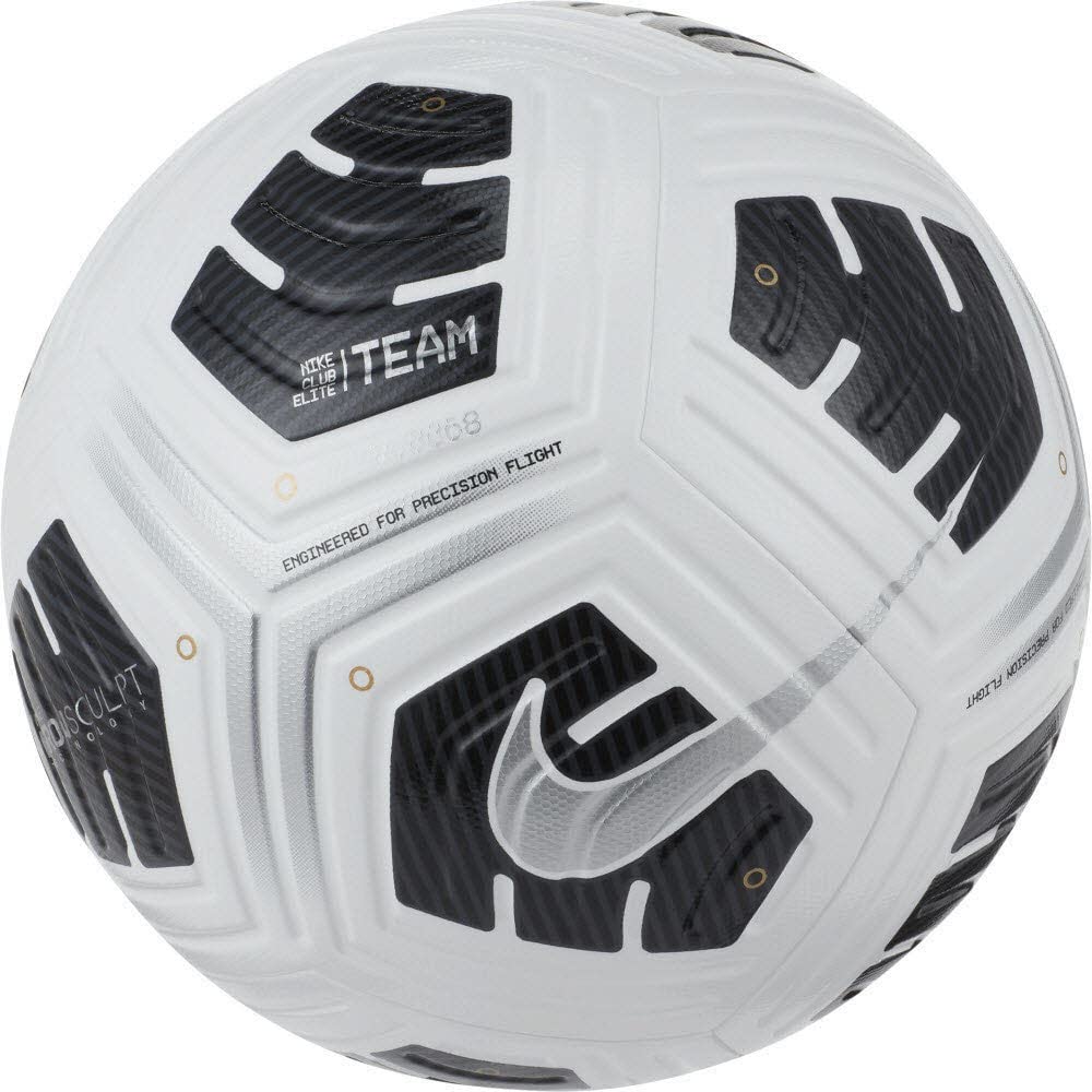 NIKE CU8053-100 Club Elite Team Recreational Soccer Ball Unisex Adult White/Black/Metallic Silver Size 5 - Renee Lane Company