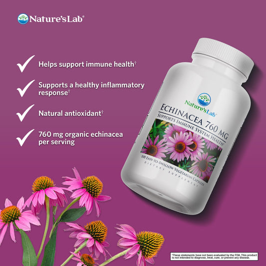 Nature's Lab Echinacea 760 mg - 100 Capsules - Renee Lane Company