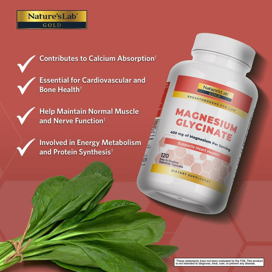 Nature's Lab Gold Magnesium Glycinate - 120 Capsules - Renee Lane Company