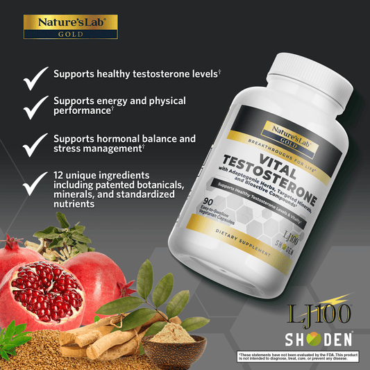Nature's Lab Gold Vital Testosterone - 90 Capsules - Renee Lane Company
