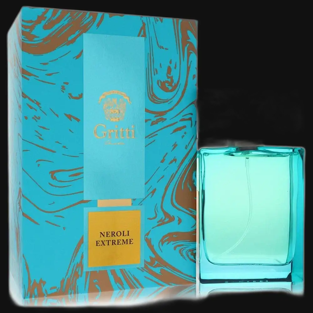 Unisex eau de parfum set: turquoise bottle with Neroli Extreme label, Gritti box