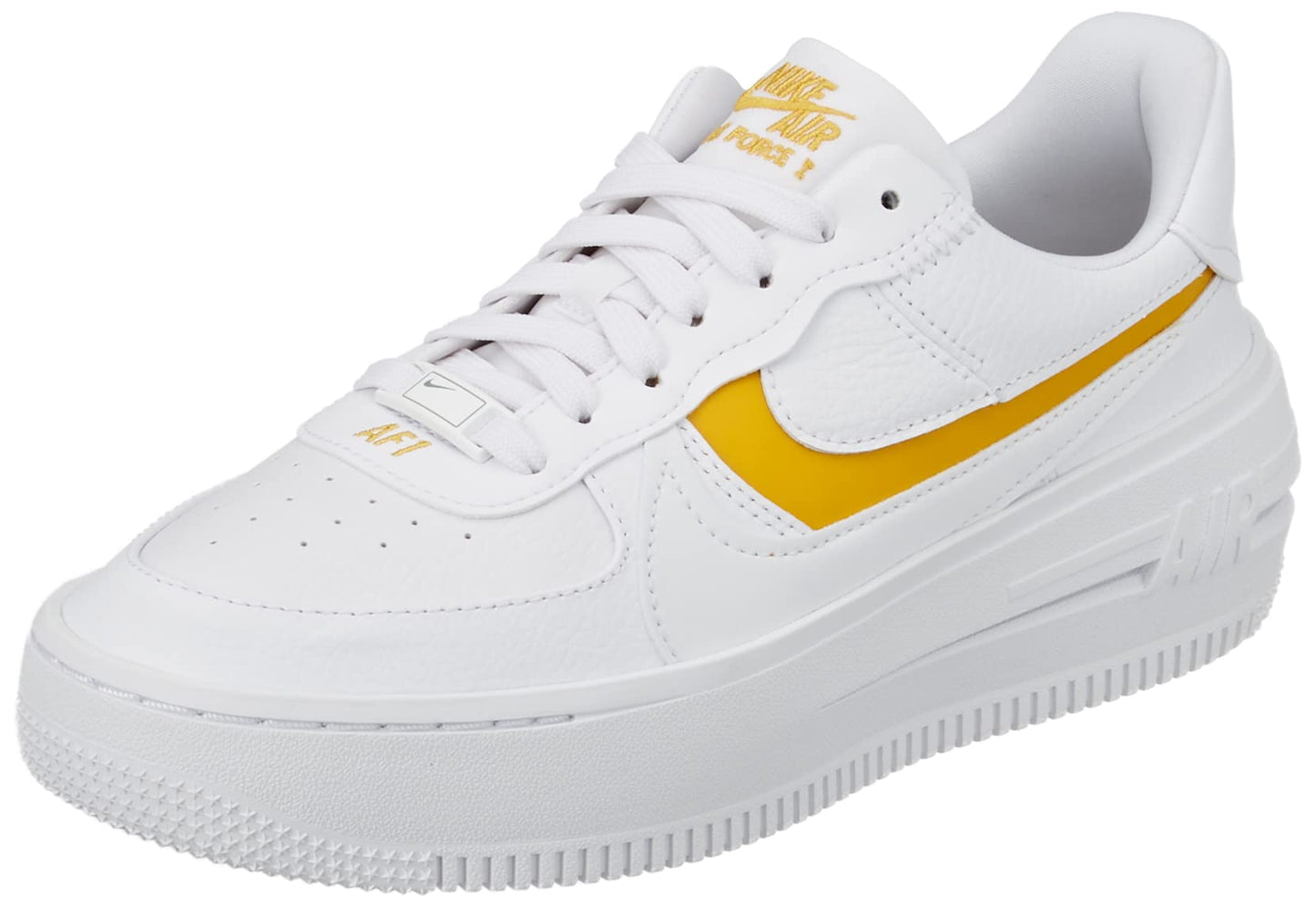 Nike Air Force 1 Platform Womens White/Yellow Ochre Size 9.5 - Renee Lane Company