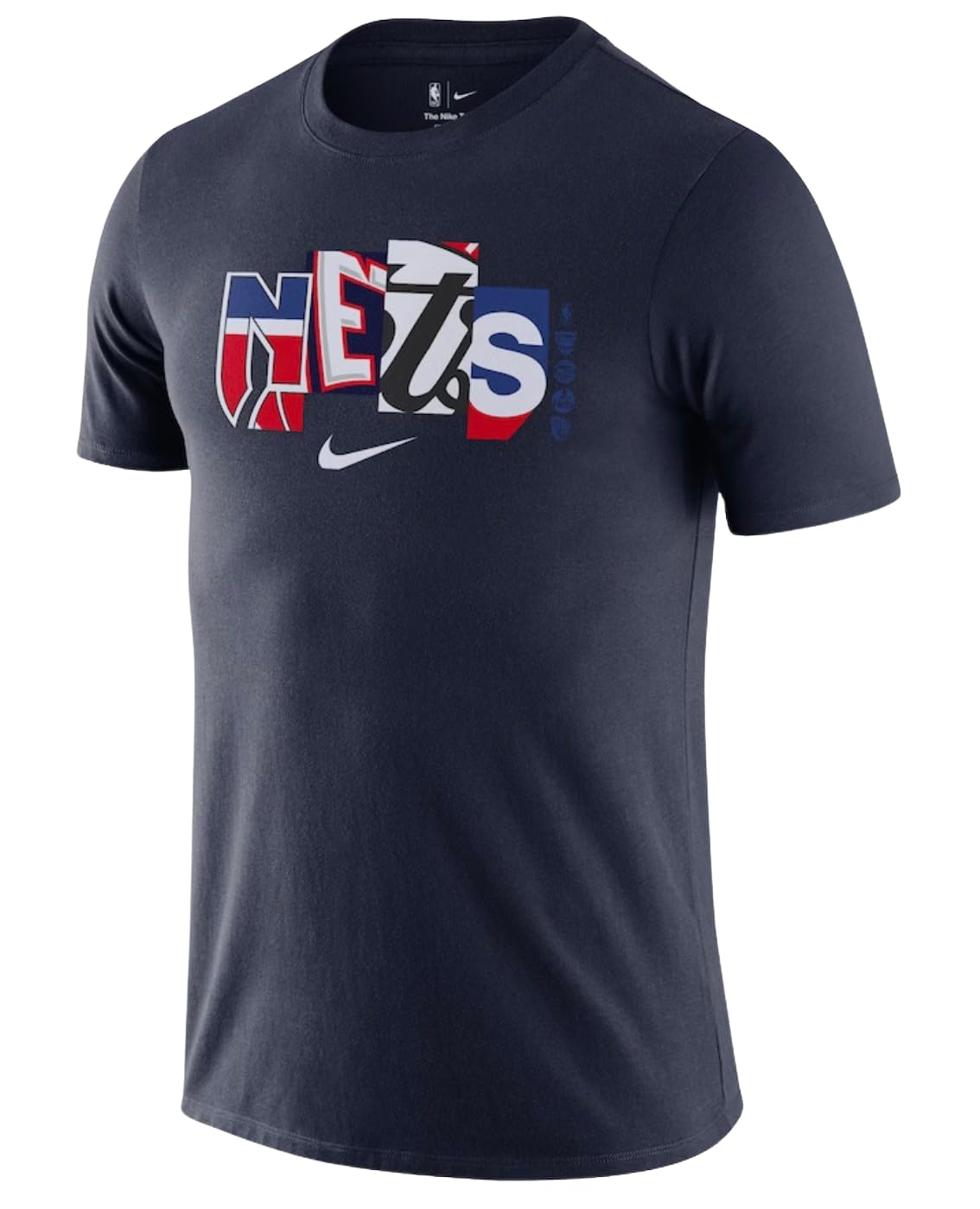 Nike NBA City Edition Essential Wordmark Collage T-Shirt (US Alpha Large Regular Regular Brooklyn Nets - Navy) - Renee Lane Company