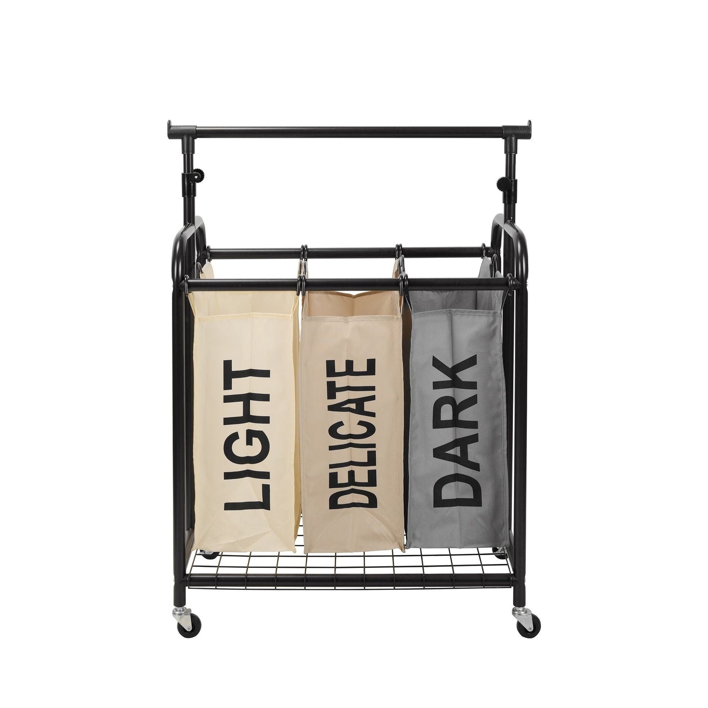 Oceanstar 3-Bag Rolling Laundry Sorter with Adjustable Hanging Bar, Color - Renee Lane Company