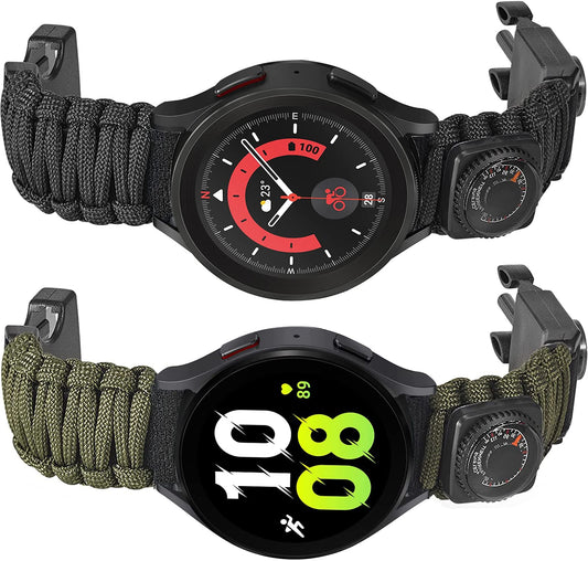 Onewly Compatible with Galaxy Watch 6 Band Multi-Functional Outdoor Survival Paracord 20mm Watch Strap for Samsung Galaxy Watch 6 Classic/Galaxy Watch 4/4 Classic/Galaxy Watch 5/5 Pro - Renee Lane Company