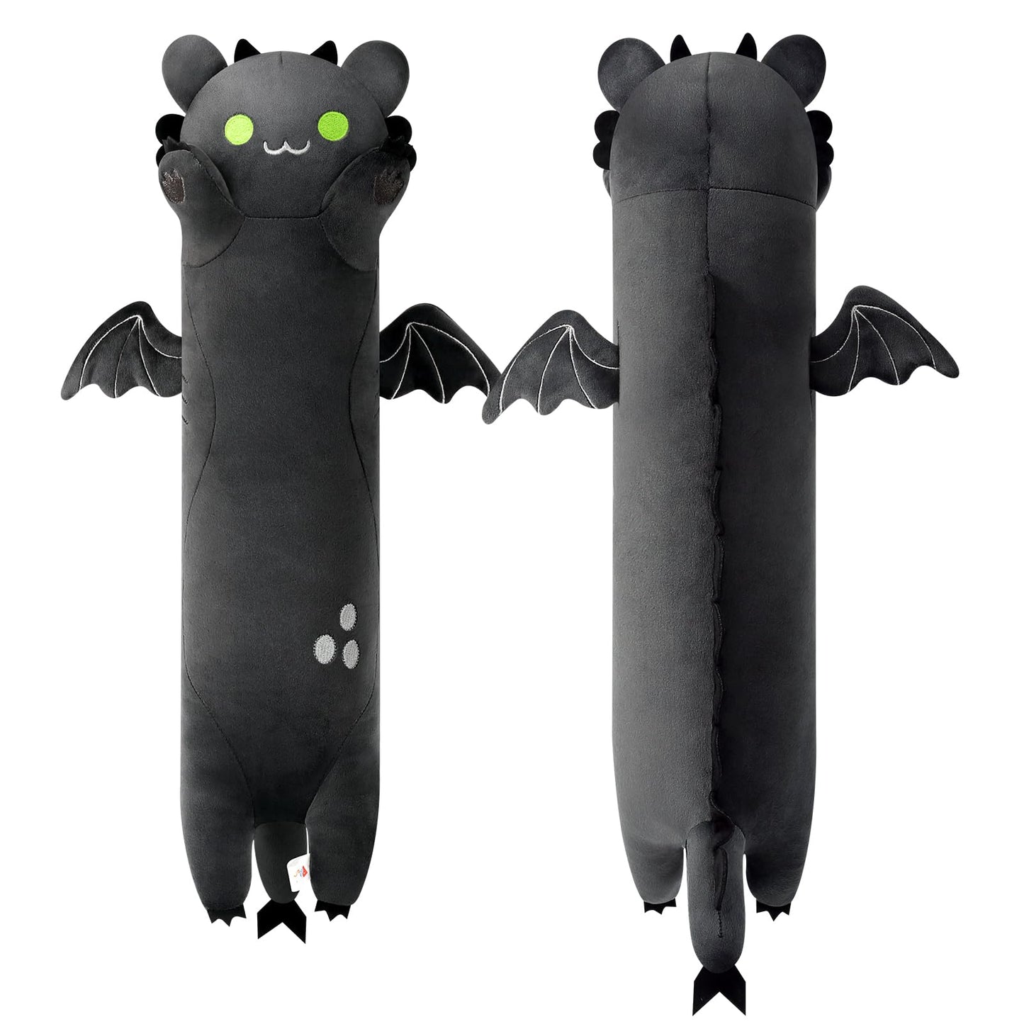 PEACH CAT Long Dragon Cat Plush Pillow Cute Dragon Cat Stuffed Animal for Boys and Girls Black 19.6" - Renee Lane Company
