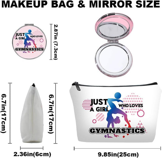 Personalized Gymnastics Travel Makeup Cosmetic Bag set with Mirror for women girls,Bride Bridesmaid Makeup Bag organizer kit for Gymnastics lovers,Sports Gifts for Mom femal Friends,Travel & Daily Use - Renee Lane Company