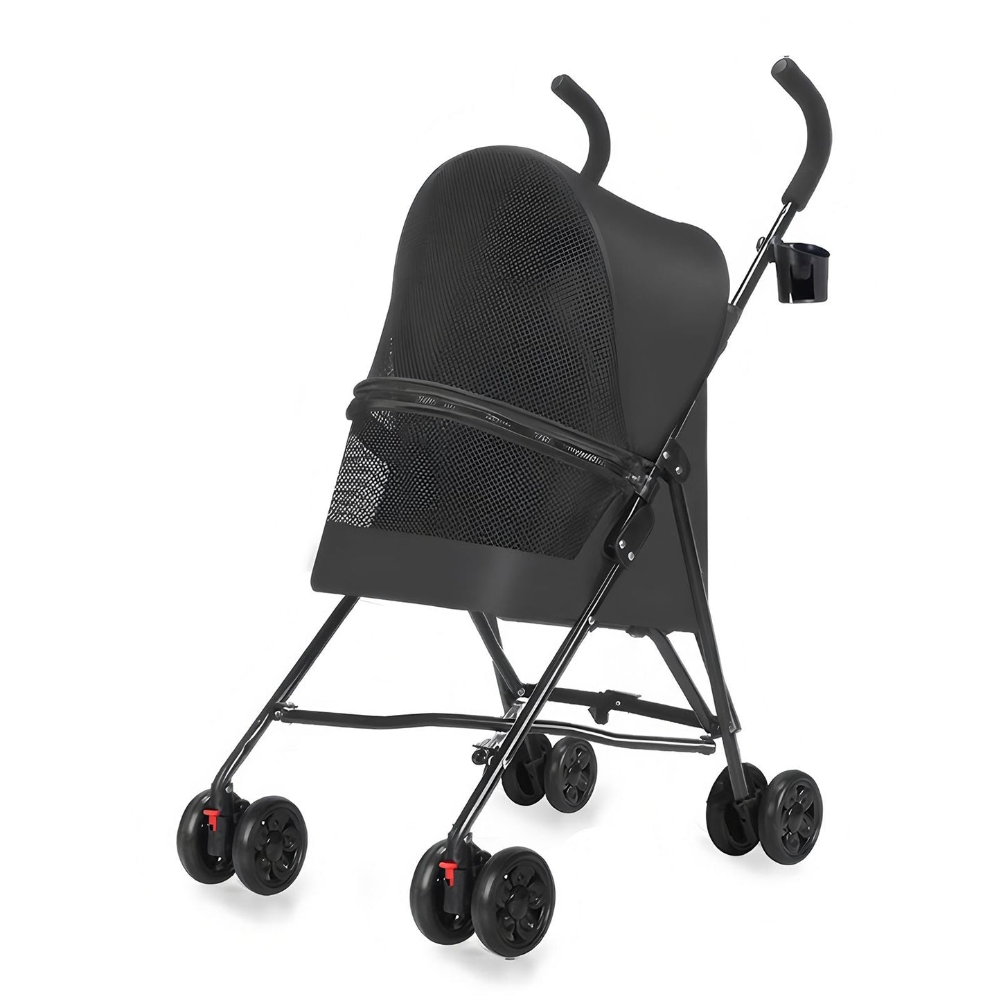 Pet Stroller for Small Dogs Cats with Mesh Ventilation, Lightweight Foldable Design, Cup Holder, Black - Renee Lane Company