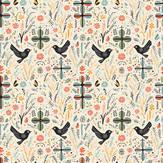 Premium Christian Wrapping Paper (3 Pcs) - Symbols Printed of Cross and Dove Birds Gift Wrapping Paper - Religious Gift Wrap Paper for Baptism First Holy Communion Nativity and Other Occasions - Renee Lane Company