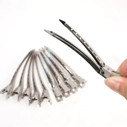 Metal hair roller clips with prongs for DIY heatless curlers