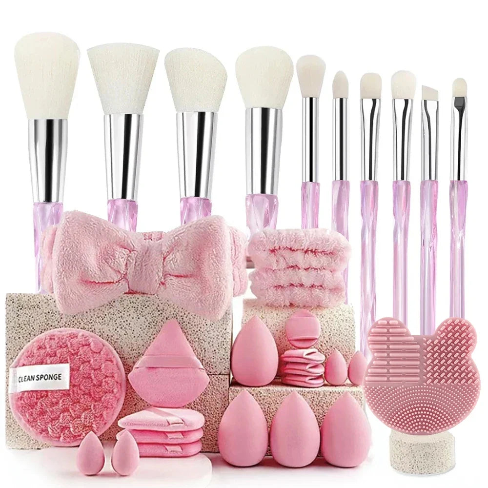 33pcs beauty set makeup kit large and small beauty sponges for flawless makeup application and removal of makeup full set