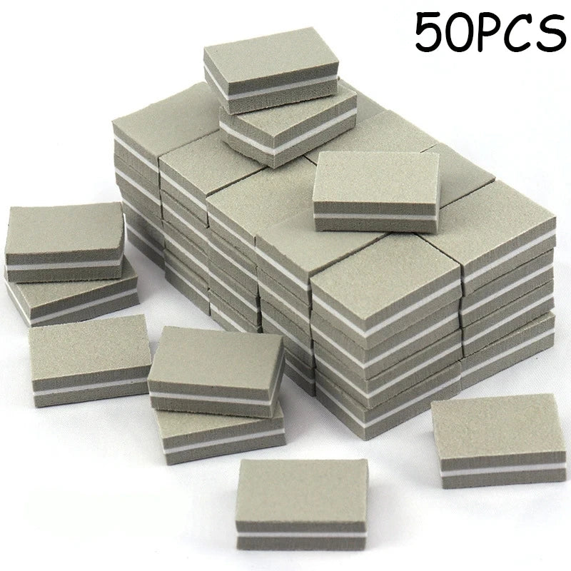 50Pcs Professional Mini Nails Art buffer File 100/180 Sandpaper Manicure Tips Care File Sanding Polishing Accessories Tools