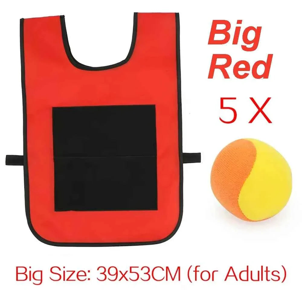 Sticky Dodge Ball Game Vest Outdoor Sports Toy Jersey Fabric Props Throw Catch Soft Fleece Balls Safe for Kids Teens Adults