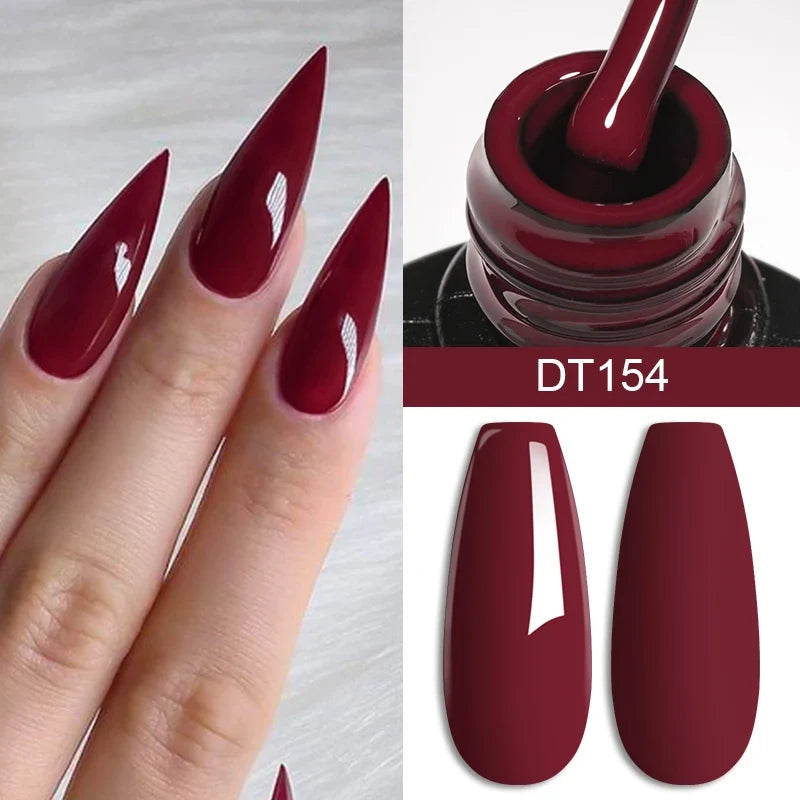 MEET ACROSS 7ml Wine Red Gel Nail Polish Long-Lasting French Style Gel Nail Supplies For Manicure DIY Design Nail Art Varnish