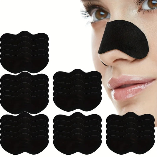 Black nose strips set, wavy adhesive patches for covering the nose area