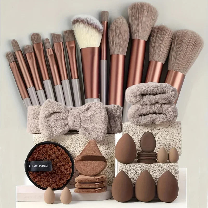 13/33pcs Professional Makeup Brush Set with Accessories for Combination Skin- Featuring Soft Brushes,Suitable for Beginners