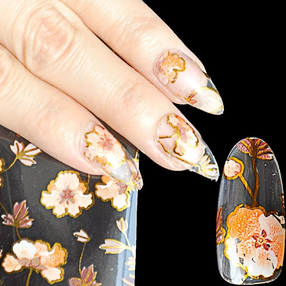 More Than 250 Design Beautiful Designed Nail Art Product Nail Glue transfer Foil Beautiful Flower Purple Orange