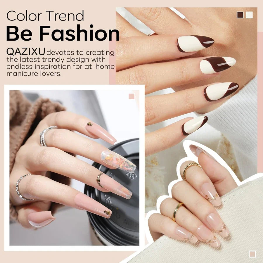 6Pcs Gel Nail Polish Set Milk Tea Popular Color UV LED Nail Gel for Nail Art Easy Apply & Soak Off DIY Home Manicure Salon Use