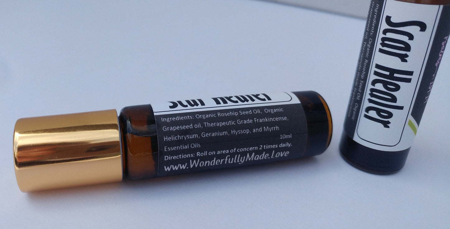SCAR HEALER Roll On Bottle | Natural Dark Spot Remover | Diminish Fine Lines | Surgery Scar Recovery | Skin Corrector | Essential Oil roller - Renee Lane Company
