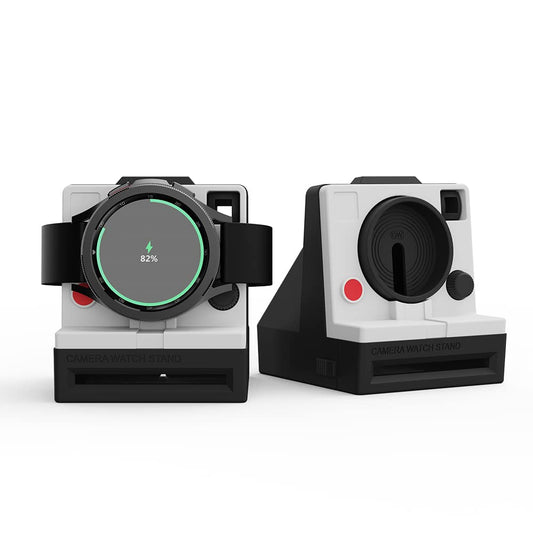 SIKAI Camera Watch Charger Stand Compatible with Samsung Galaxy Watch 4 / Galaxy Watch 4 Classic/Galaxy Watch 3 / Galaxy Watch Active Nightstand Mode Home/Office Use Ideal Gift (Black) - Renee Lane Company