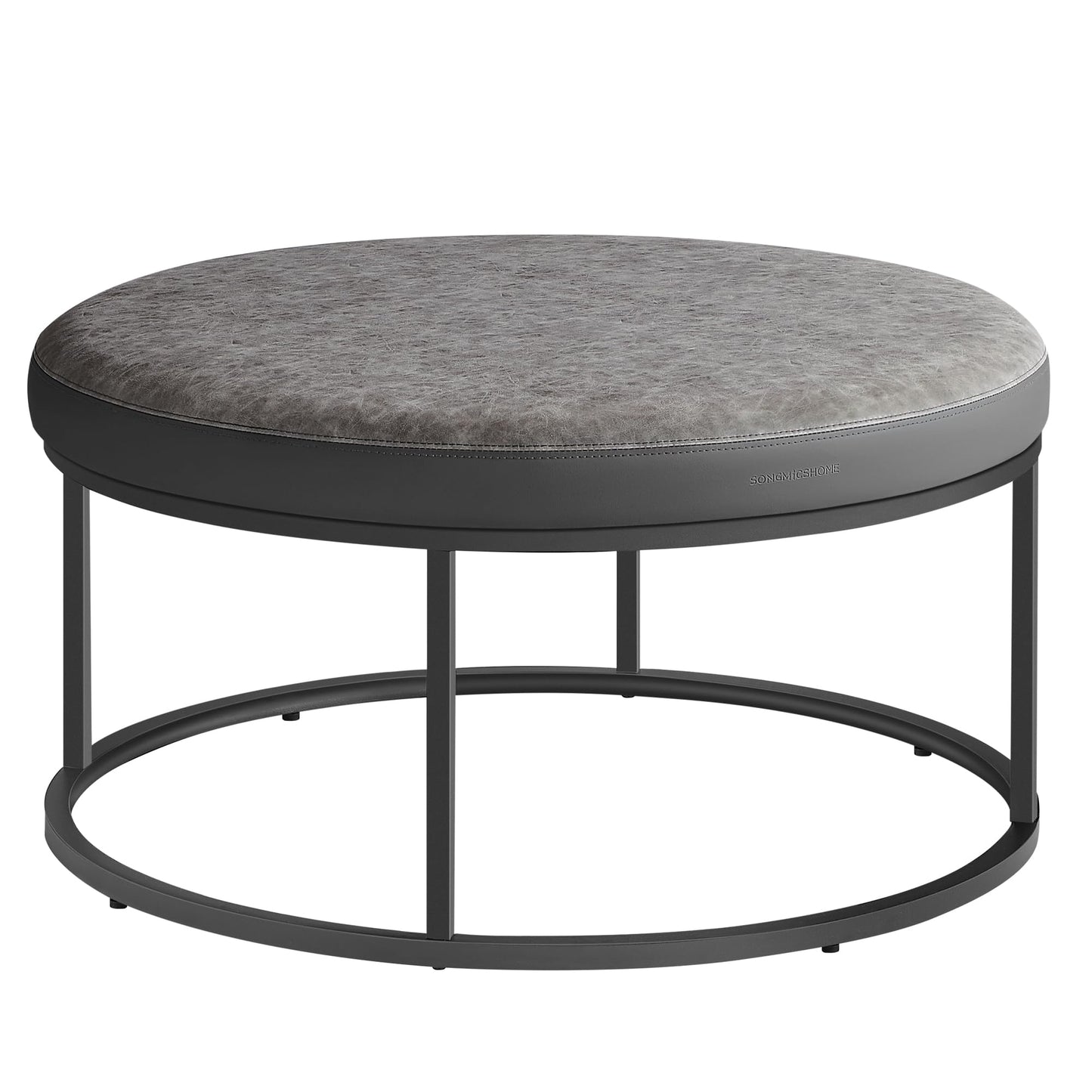 SONGMICS HOME LUIZ Collection - Ottoman Round Coffee Table Footstool Reversible Top Padded Seat Side Table Minimalist Steel Frame Max. Load 660 lb for Living Room Dove Gray ULOM078G01 - Renee Lane Company