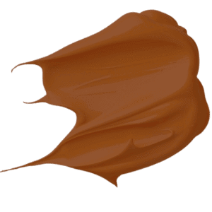 Liquid foundation swatch, deep warm brown with smooth satin finish