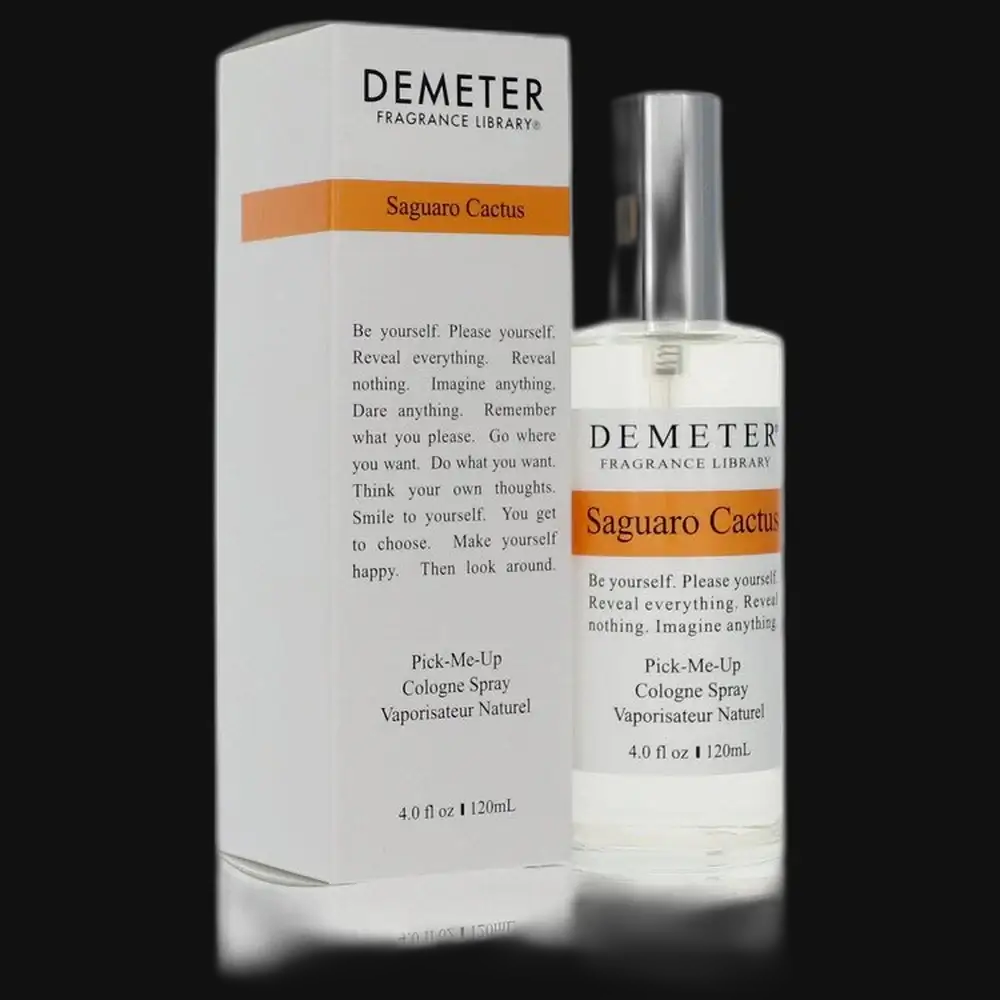 Demeter Saguaro Cactus cologne spray bottle with silver cap and matching box
