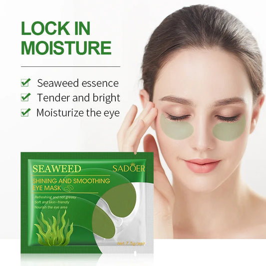 Seaweed eye mask pack with under-eye gel pads, green and white, SADOER