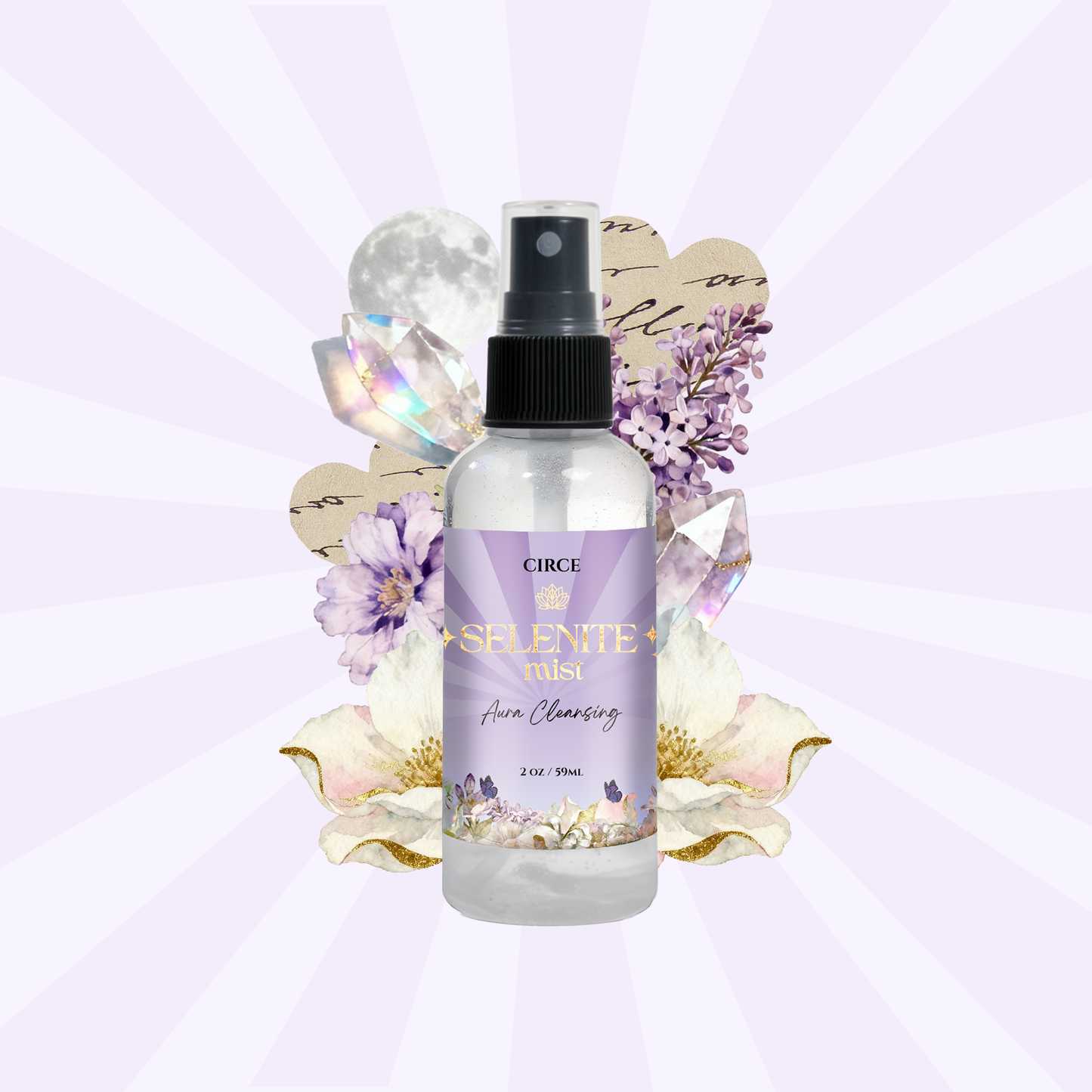 Selenite Aura Cleansing Mist – 2 oz Energy Clearing Spray | White Tea & Ginger - Renee Lane Company