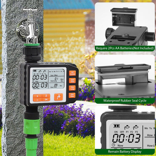 Sprinkler Timer with 3 Watering Programs Manual Mode Automatic Watering System Waterproof Irrigation Timer House Faucet Timer For Garden Yard Lawn - Renee Lane Company