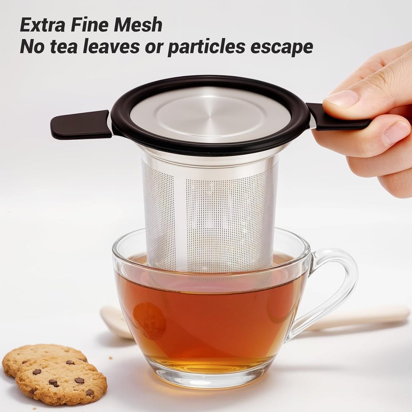 Stainless Steel Tea Infuser Steeper Strainer for Loose Leaf Tea, Fine Mesh Reusable Diffusers Ball Bag Filter Holder with Heat Proof Handles for Teapots, Mugs, Cups - Renee Lane Company