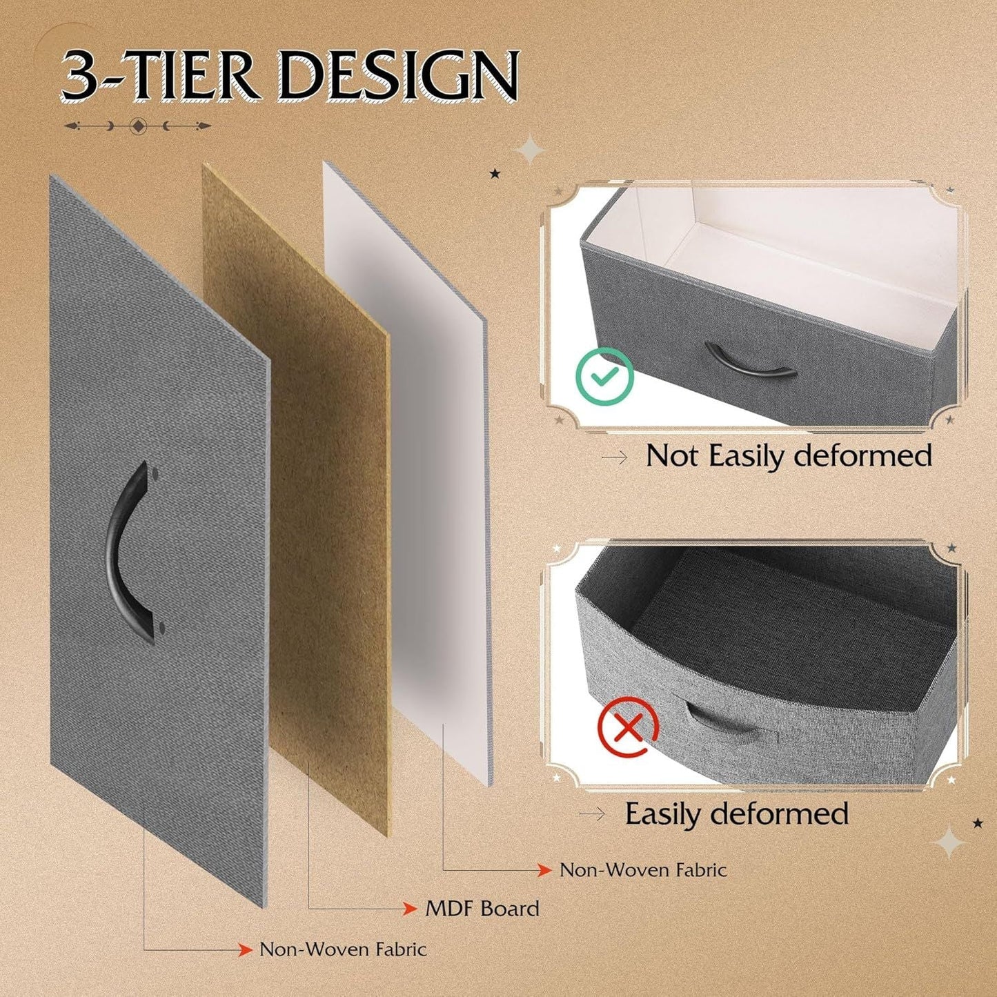 Tall Dresser for Bedroom with 12 Drawers, Dressers & Chests of Drawers, Fabric Dresser for Closet, Living Room, Storage Dressers with Storage Drawers, Steel Frame, Wood Top - Renee Lane Company