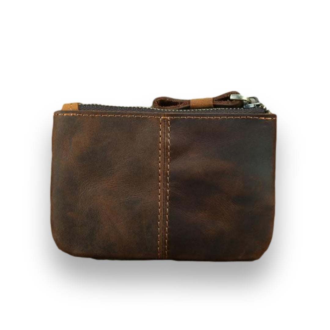 The Cael | Handmade Leather Coin Purse with Zipper - Renee Lane Company