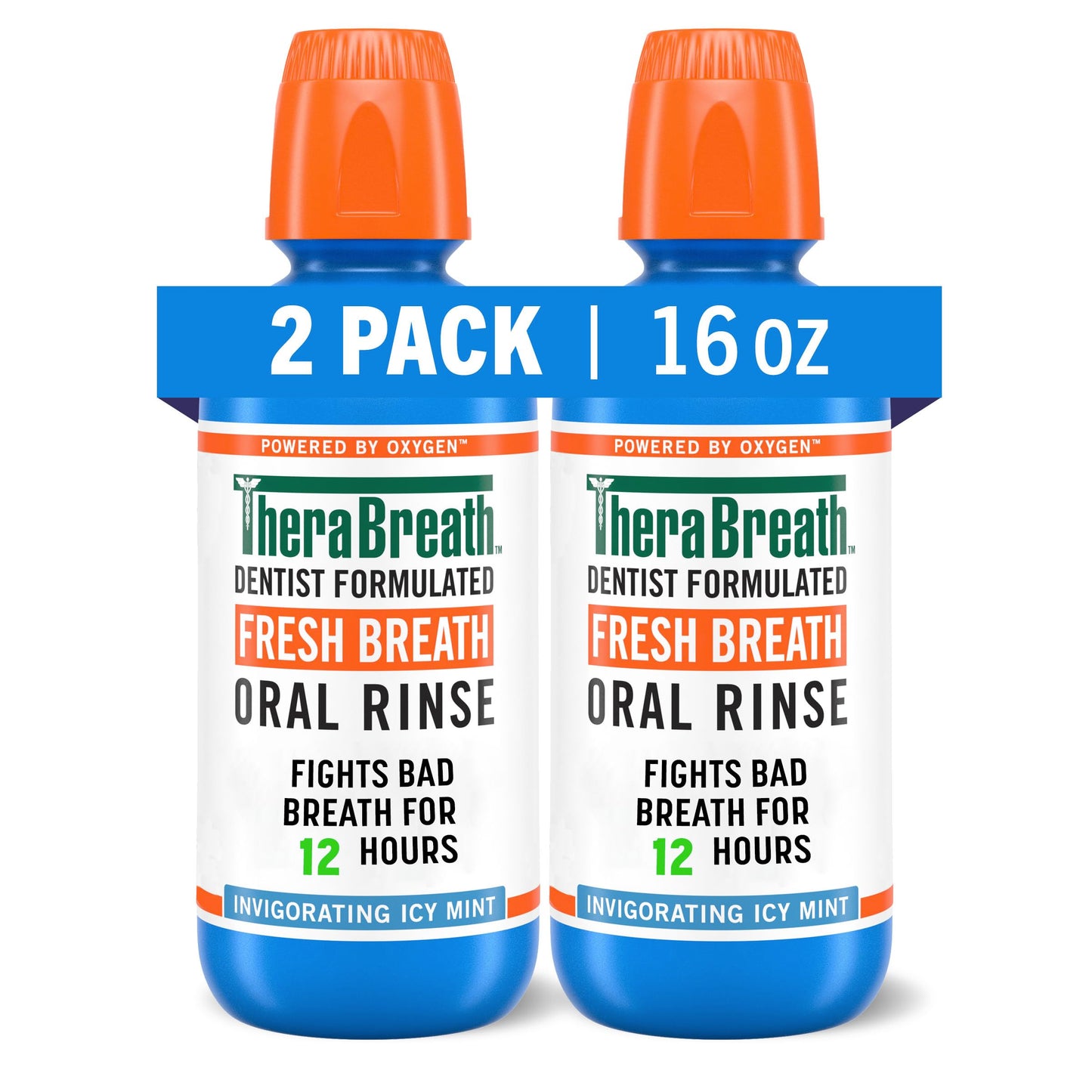 TheraBreath Fresh Breath Mouthwash Icy Mint Flavor Alcohol-Free 16 Fl Oz (Pack of 2) - Renee Lane Company