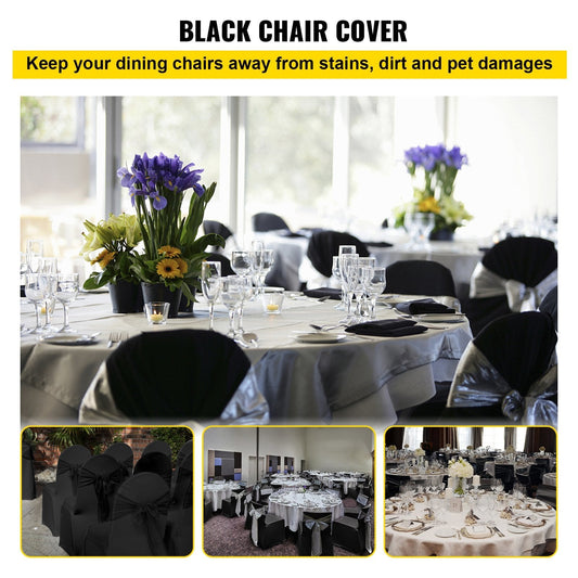 VEVOR 50 PCs Black Stretch Chair Covers for Weddings & Events - Renee Lane Company