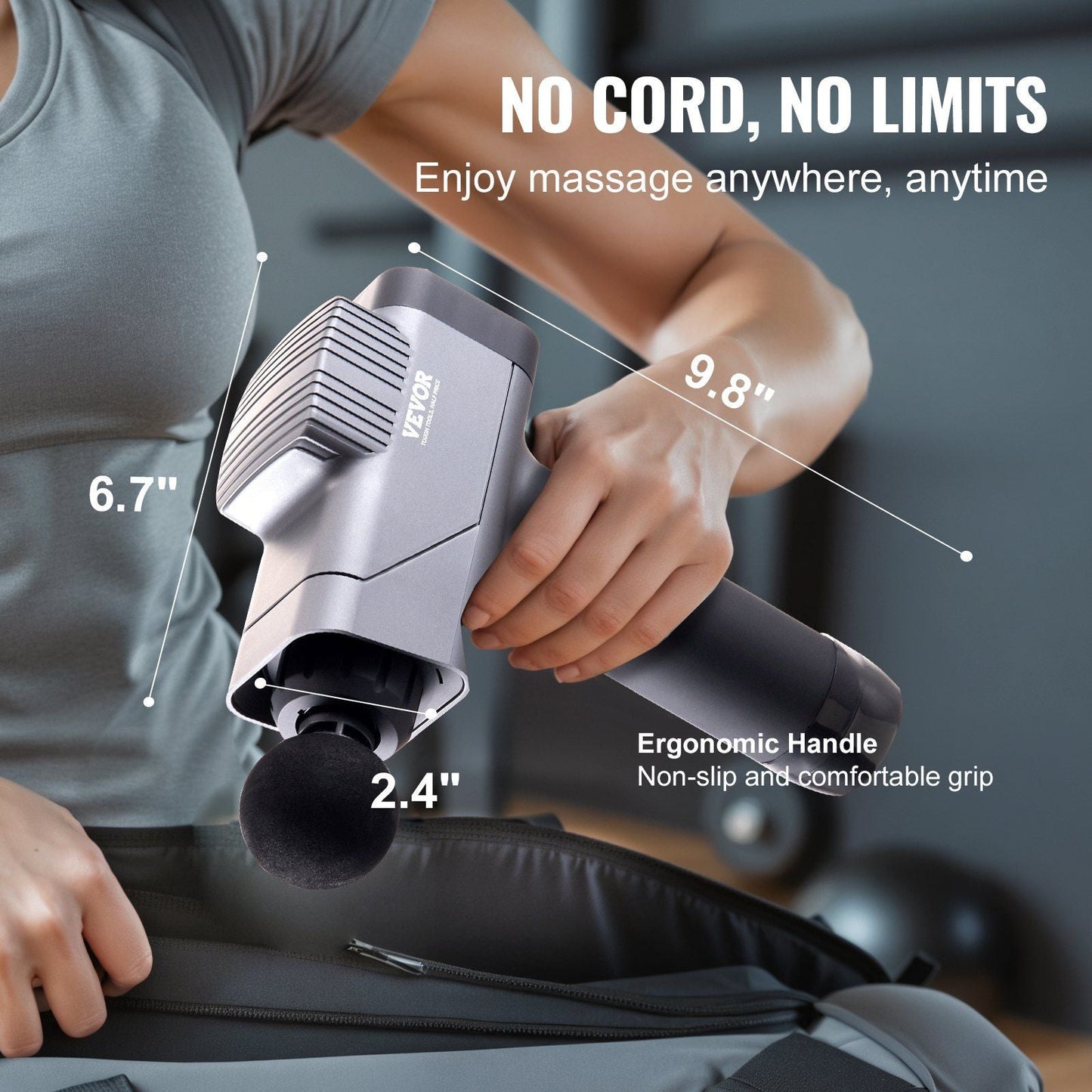 VEVOR Deep Tissue Percussion Massage Gun - 8 Speeds & 6 Heads for Athletes, Portable Handheld Massager for Pain Relief & Muscle Recovery - Renee Lane Company