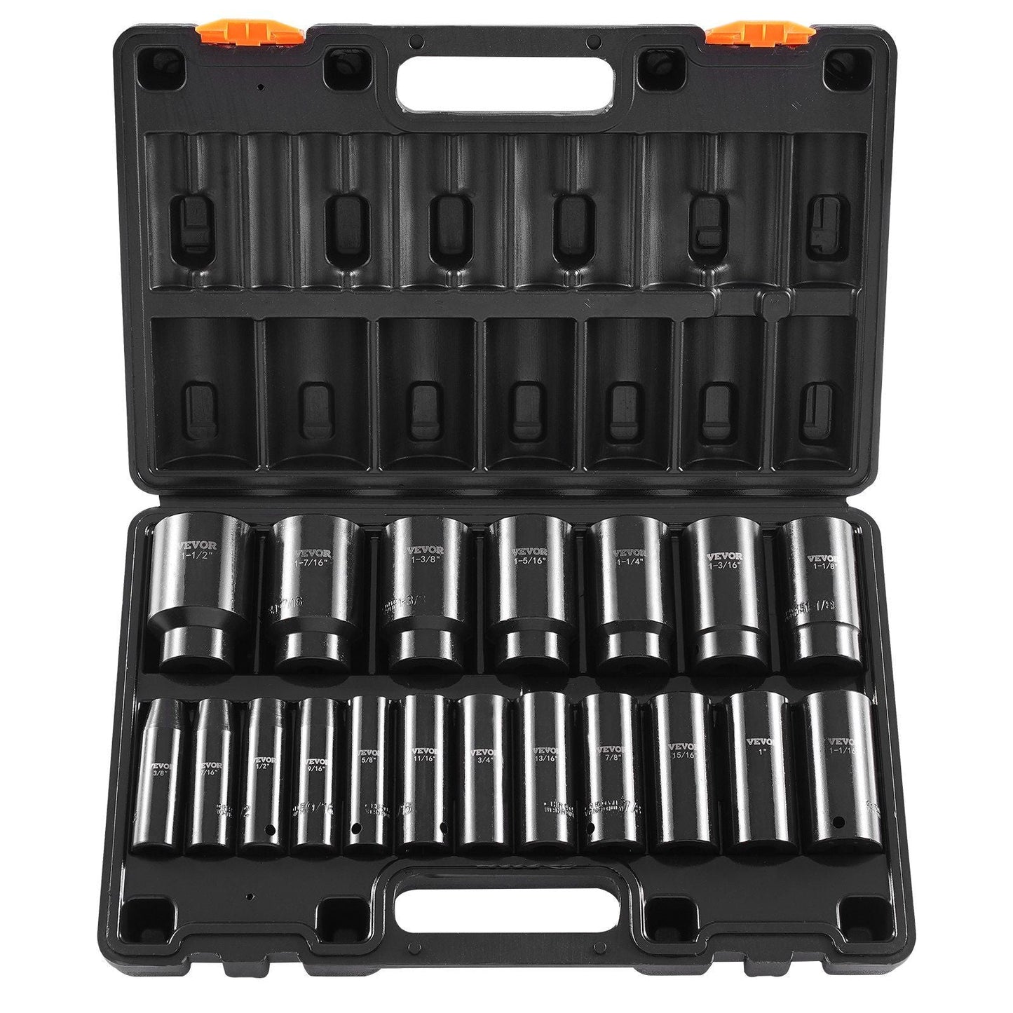 VEVOR Impact Socket Set 1/2 Inches 19 Piece Impact Sockets, Deep Socket, 6-Point Sockets, Rugged Construction, Cr-V, 1/2 Inches Drive Socket Set Impact 3/8 inch - 1-1/2 inch, with a Storage Cage - Renee Lane Company