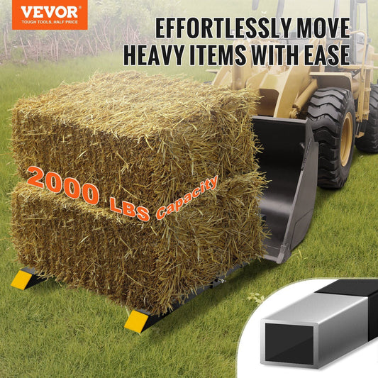 VEVOR Pallet Forks, 2000 lbs Capacity Clamp on Pallet Forks, 43" Tractor Bucket Forks, Heavy Duty Front Loader Attachment for Tractor, Skid Steer, Loader Bucket, Tractor Forks for Agriculture and Farm - Renee Lane Company