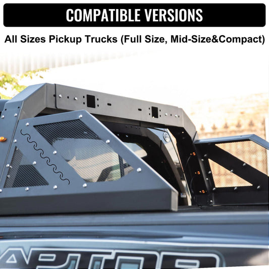 VEVOR Truck Roll Bar Chase Rack Adjustable with 6 Amber Auxiliary Side Marker Lamps, Universal Fit for Pickup Trucks - Renee Lane Company