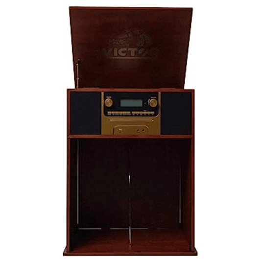 Victor Boyleston 7-in-1 3-Speed Turntable Music Center with Album Storage - Renee Lane Company