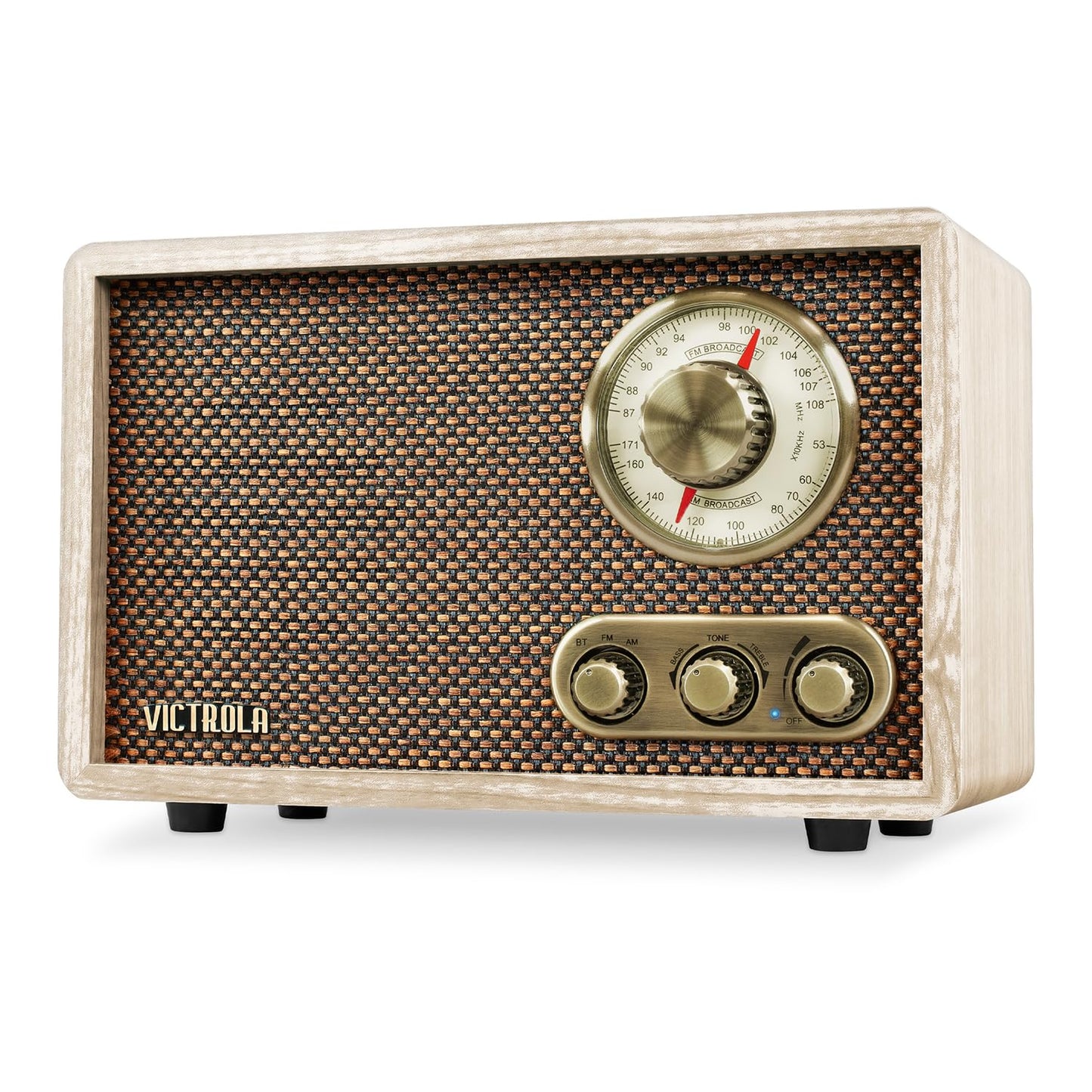 Victrola Retro Wood Bluetooth Radio with Built-in Speakers Elegant & Vintage Design Rotary AM/FM Tuning Dial Wireless Streaming Natural - Renee Lane Company