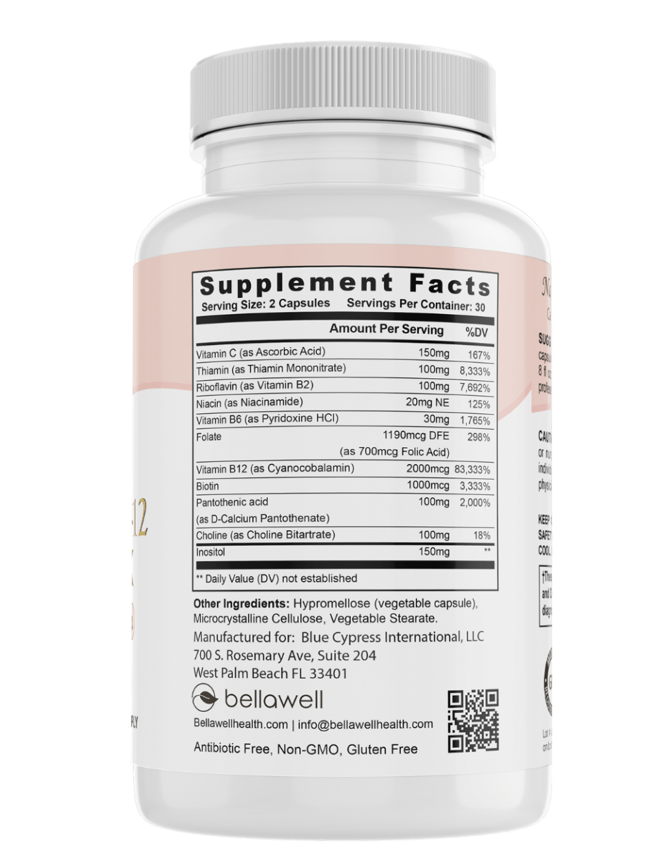 Vitamin B-Complex With Folate by Bellawell - Renee Lane Company