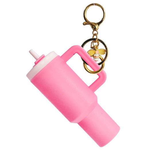 WYJ Mini Stanley Cup Keychain Mini Tumbler Keychain Chapstick Holder Tiny Stanley Keychain Tumbler Cup Lip Balm Holder Keychains For Women Pink Stanley Cup Accessories - Renee Lane Company