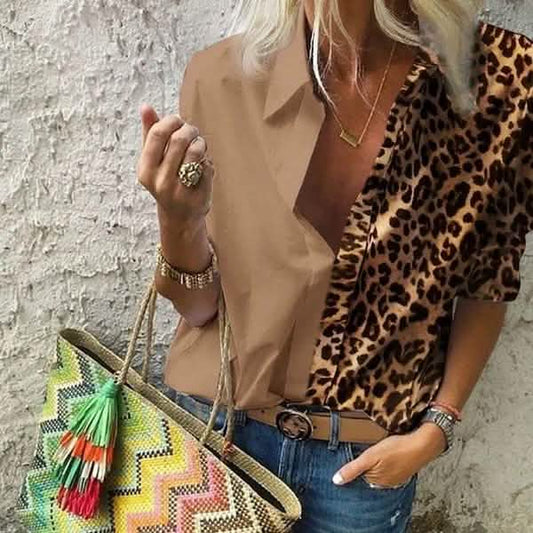 Women's Autumn Casual Deep V Neck Top - Renee Lane Company